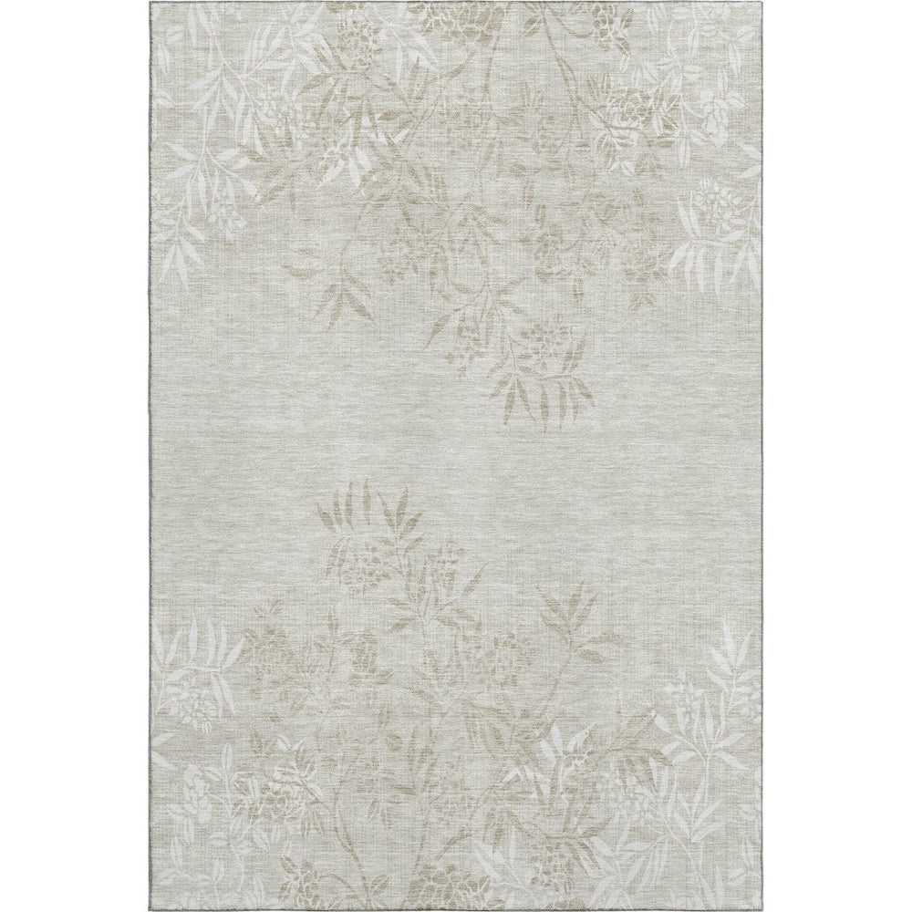 HomeRoots 8' X 10' Elegant Beige & Ivory Floral Area Rug – Washable, UV Protected, Perfect for Modern Homes! 655630