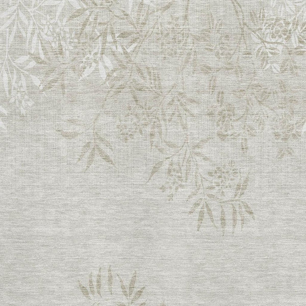 HomeRoots 9' X 12' Beige & Ivory Floral Area Rug – Washable, Stain-Resistant, UV Protected for Family Homes 655631