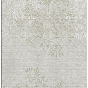 HomeRoots 9' X 12' Beige & Ivory Floral Area Rug – Washable, Stain-Resistant, UV Protected for Family Homes 655631