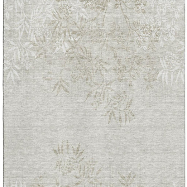 HomeRoots 9' X 12' Beige & Ivory Floral Area Rug – Washable, Stain-Resistant, UV Protected for Family Homes 655631