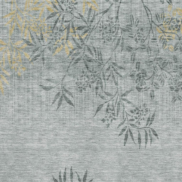 HomeRoots 5' X 8' Gray and Gold Floral Area Rug - Stain Resistant, UV Protected, Washable for Busy Homes! 655634
