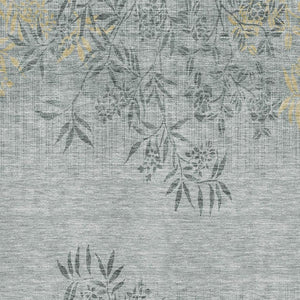 HomeRoots 8' X 10' Gray and Gold Floral Area Rug – Durable, Washable, UV-Protected, Perfect for Busy Homes! 655636