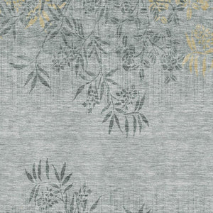 HomeRoots 9' X 12' Gray and Gold Floral Area Rug – Stylish, Washable, UV-Protected for High-Traffic Spaces 655637