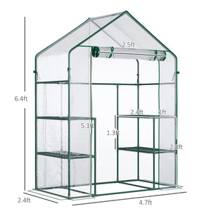 English Elm Outsunny Mini Walk-In Greenhouse Kit - Portable 3-Tier Shelves, Roll-Up Door, Weather-Resistant Cover W2225P174454-GIGA