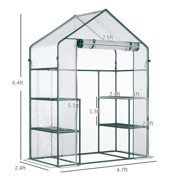 English Elm Outsunny Mini Walk-In Greenhouse Kit - Portable 3-Tier Shelves, Roll-Up Door, Weather-Resistant Cover W2225P174454-GIGA