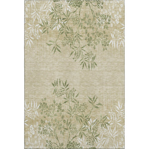 HomeRoots 10' Khaki Green and Ivory Floral Washable Area Rug – UV Protected, Durable, Ideal for Busy Homes 655644