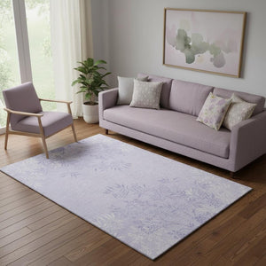 HomeRoots 5' X 8' Lilac & Ivory Floral Area Rug with UV Protection, Stain-Resistant, Easy-Care Design for Homes 655646