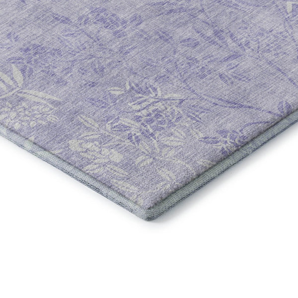 HomeRoots 8' Lilac and Ivory Floral Washable Round Rug – Durable, UV-Protected, Kid & Pet Friendly Elegance 655647