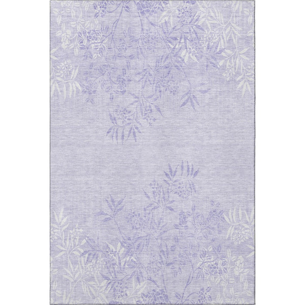 HomeRoots 8' X 10' Lilac & Ivory Floral Area Rug - Washable, UV Protected, Stain Resistant for Busy Homes 655648