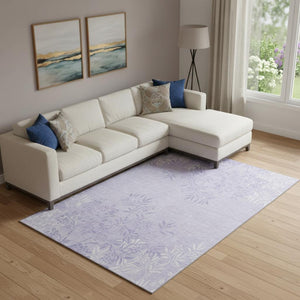 HomeRoots 9' X 12' Lilac and Ivory Floral Area Rug - Stylish, Washable, Stain-Resistant with UV Protection! 655649