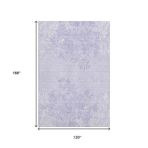 HomeRoots 10' X 14' Lilac And Ivory Floral Area Rug - Washable, Stain-Resistant, UV Protected for Busy Homes 655650