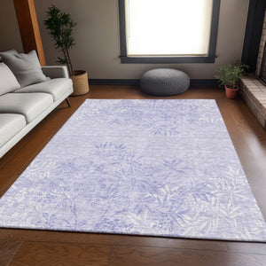 HomeRoots 10' X 14' Lilac And Ivory Floral Area Rug - Washable, Stain-Resistant, UV Protected for Busy Homes 655650