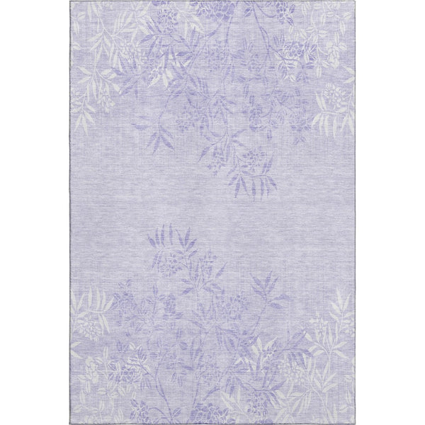 HomeRoots 10' X 14' Lilac And Ivory Floral Area Rug - Washable, Stain-Resistant, UV Protected for Busy Homes 655650