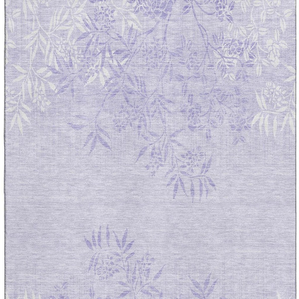 HomeRoots 10' X 14' Lilac And Ivory Floral Area Rug - Washable, Stain-Resistant, UV Protected for Busy Homes 655650