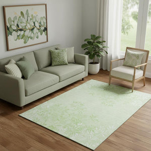HomeRoots 5' X 8' Mint Green Floral Area Rug - Washable, UV Protected, Durable for Homes with Kids & Pets 655652