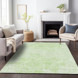 HomeRoots 8' X 10' Elegant Mint Green & Ivory Floral Area Rug - Washable, UV Protected, Perfect for Homes! 655654