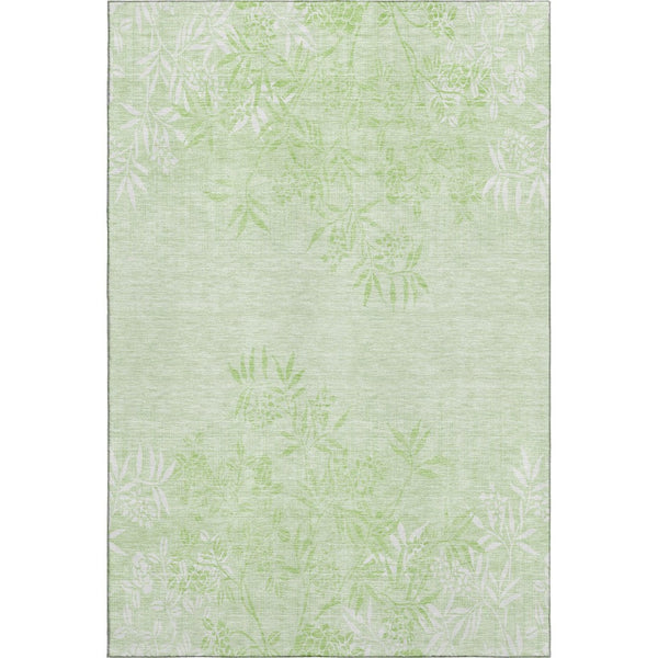 HomeRoots 8' X 10' Elegant Mint Green & Ivory Floral Area Rug - Washable, UV Protected, Perfect for Homes! 655654