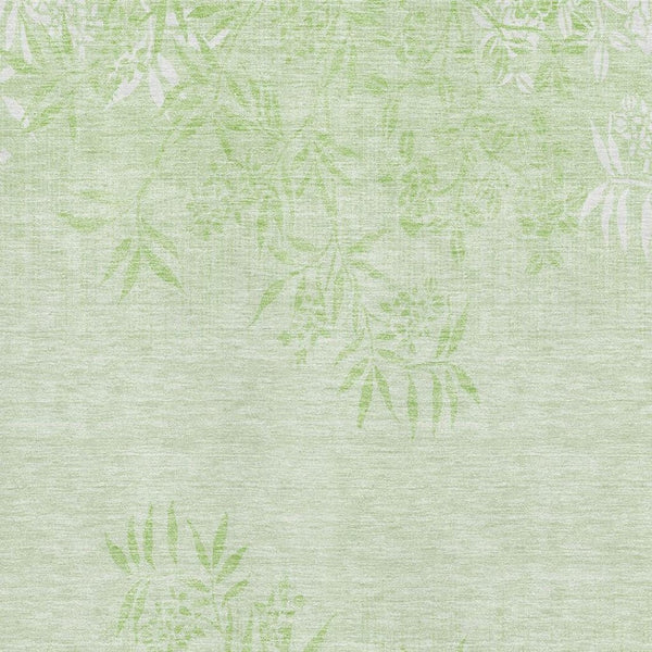 HomeRoots 9' X 12' Mint Green Floral Area Rug - Washable, UV-Protected, Stain Resistant for Busy Homes 655655