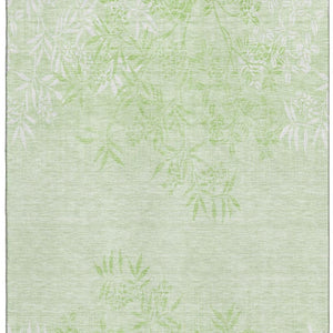 HomeRoots 9' X 12' Mint Green Floral Area Rug - Washable, UV-Protected, Stain Resistant for Busy Homes 655655