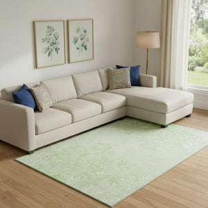 HomeRoots 10' Mint Green & Ivory Floral Washable Area Rug – Durable, Stylish, UV-Protected for Homes with Kids & Pets 655656