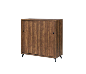 English Elm Waina Oak Finish Shoe Cabinet with Sliding Doors, 4 Compartments & Adjustable Shelves for Entryway B2726P256277