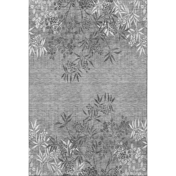 HomeRoots 10' X 14' Floral Area Rug in Pewter & Ivory - Washable, Stain Resistant with UV Protection & Style 655668