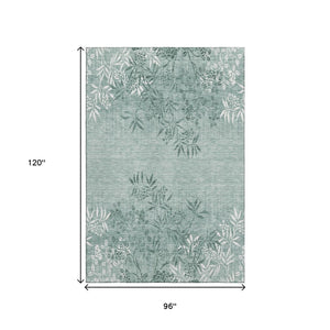 HomeRoots 8' X 10' Sage & Ivory Floral Area Rug – Washable, UV-Protected, Stain-Resistant, Pet-Friendly Design! 655672