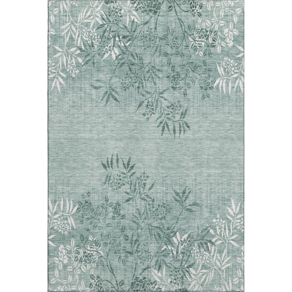 HomeRoots 8' X 10' Sage & Ivory Floral Area Rug – Washable, UV-Protected, Stain-Resistant, Pet-Friendly Design! 655672