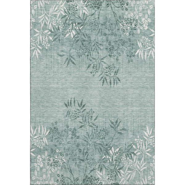 HomeRoots 8' X 10' Sage & Ivory Floral Area Rug – Washable, UV-Protected, Stain-Resistant, Pet-Friendly Design! 655672
