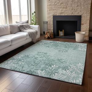 HomeRoots 8' X 10' Sage & Ivory Floral Area Rug – Washable, UV-Protected, Stain-Resistant, Pet-Friendly Design! 655672