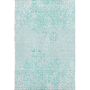 HomeRoots 10' X 14' Teal Floral Area Rug – Washable, UV Protected, Stain Resistant for Busy Family Spaces 655680