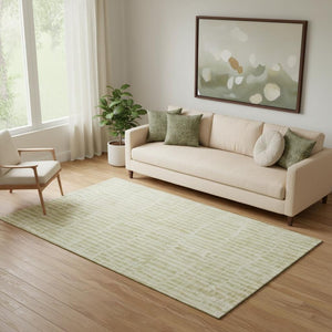 HomeRoots 5' Beige and Tan Striped Area Rug - Washable, UV Protected, Durable for Homes with Kids and Pets 655682