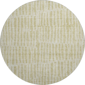 HomeRoots 8' Beige and Tan Striped Washable Round Rug - Durable, UV-Protected, Family-Friendly Style for Any Room 655683