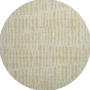 HomeRoots 8' Beige and Tan Striped Washable Round Rug - Durable, UV-Protected, Family-Friendly Style for Any Room 655683