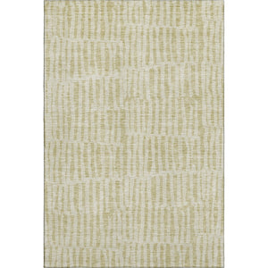 HomeRoots 8' X 10' Beige and Tan Striped Area Rug - Washable, UV-Protected, Ideal for Homes with Kids & Pets 655684