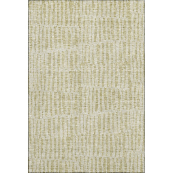 HomeRoots 8' X 10' Beige and Tan Striped Area Rug - Washable, UV-Protected, Ideal for Homes with Kids & Pets 655684