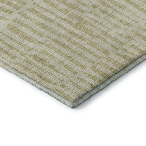 HomeRoots 8' X 10' Beige and Tan Striped Area Rug - Washable, UV-Protected, Ideal for Homes with Kids & Pets 655684