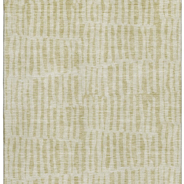 HomeRoots 8' X 10' Beige and Tan Striped Area Rug - Washable, UV-Protected, Ideal for Homes with Kids & Pets 655684