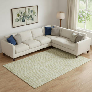 HomeRoots 9' X 12' Beige And Tan Striped Area Rug - Washable, UV-Protected, Durable for High-Traffic Spaces 655685