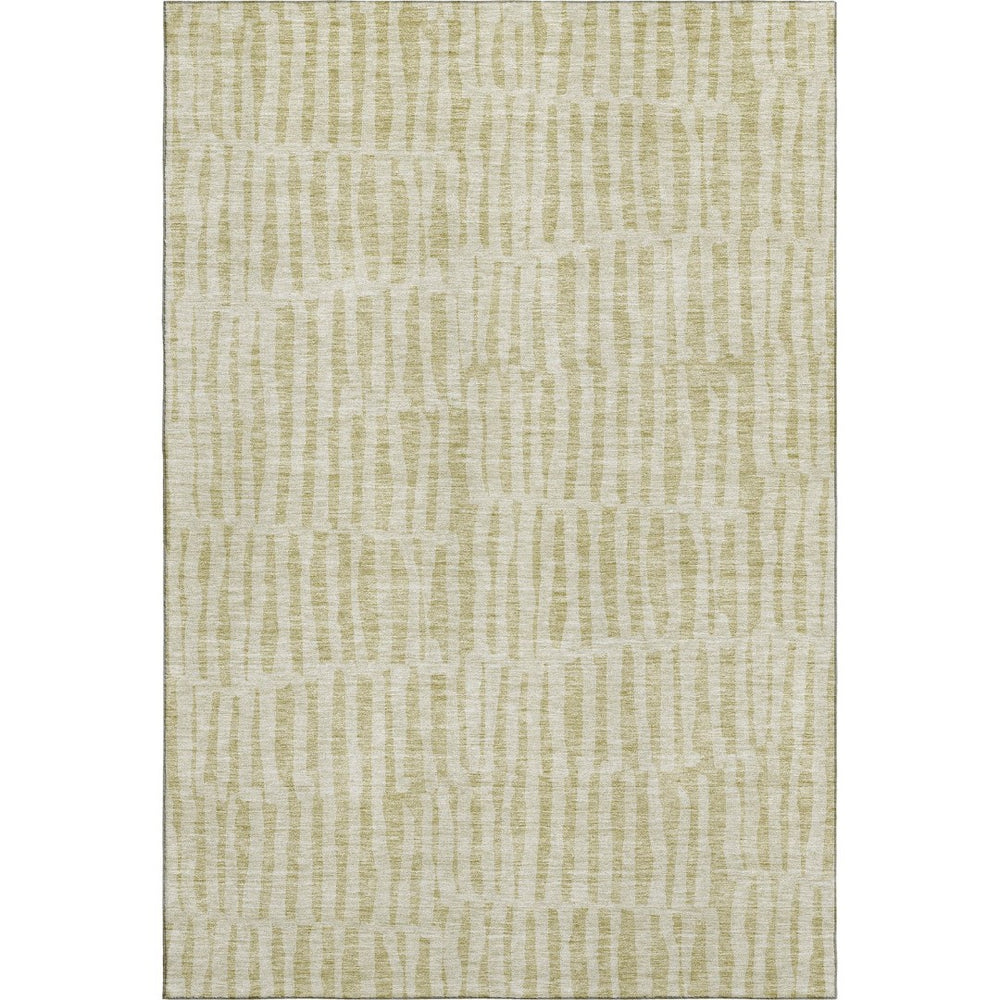 HomeRoots 10' X 14' Striped Washable Area Rug - Durable Beige & Tan Design with UV Protection for Homes 655686