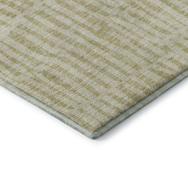 HomeRoots 10' X 14' Striped Washable Area Rug - Durable Beige & Tan Design with UV Protection for Homes 655686