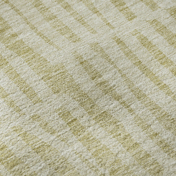 HomeRoots 10' X 14' Striped Washable Area Rug - Durable Beige & Tan Design with UV Protection for Homes 655686