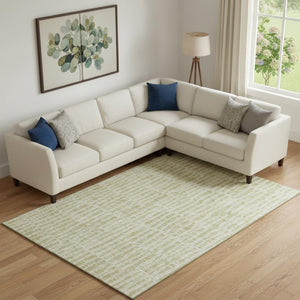 HomeRoots 10' X 14' Striped Washable Area Rug - Durable Beige & Tan Design with UV Protection for Homes 655686