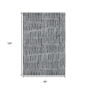 HomeRoots 8' X 10' Charcoal & Gray Striped Area Rug - Washable, UV Resistant, Durable for Indoor & Outdoor Use 655690