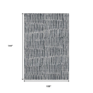 HomeRoots 9' X 12' Charcoal and Gray Striped Area Rug - Washable, UV Protected, Stain Resistant for Modern Homes 655691