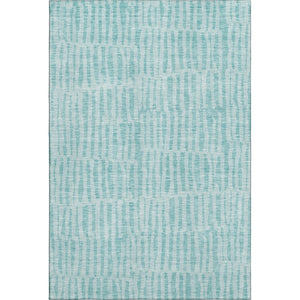 HomeRoots 5' X 8' Coastal Teal & Ivory Striped Washable Area Rug - UV Protected, Stain Resistant & Durable! 655694