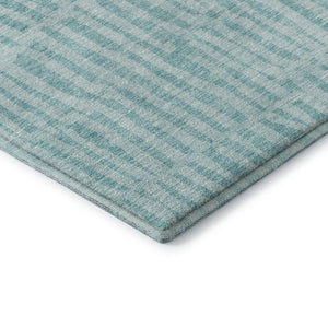 HomeRoots 8' Teal And Ivory Striped Round Rug - Washable, UV Protected, Stain Resistant, Perfect for Any Room! 655695