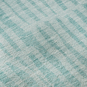 HomeRoots 10' X 14' Teal And Ivory Striped Area Rug - Washable, UV Protected, Durable & Stylish for Any Room 655698
