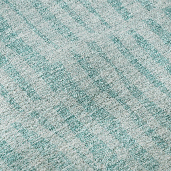HomeRoots 10' X 14' Teal And Ivory Striped Area Rug - Washable, UV Protected, Durable & Stylish for Any Room 655698