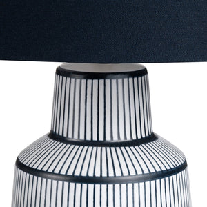 Crestview Collection 29"H Modern Ceramic Table Lamp With Navy And White Finish, Stylish Shade, 3-way Socket & 6ft Cord   Cvazp150